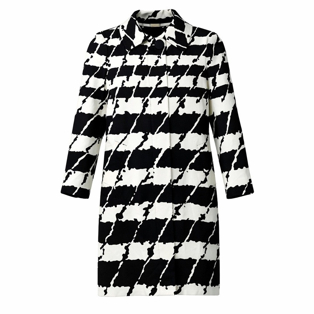 Michael Kors Houndstooth Trench Coat Size S Abstract Classic Academia Preppy